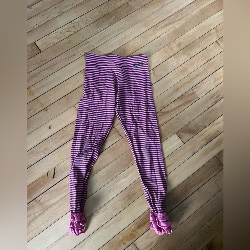 Matilda Jane pink and brown ruffle hem pants